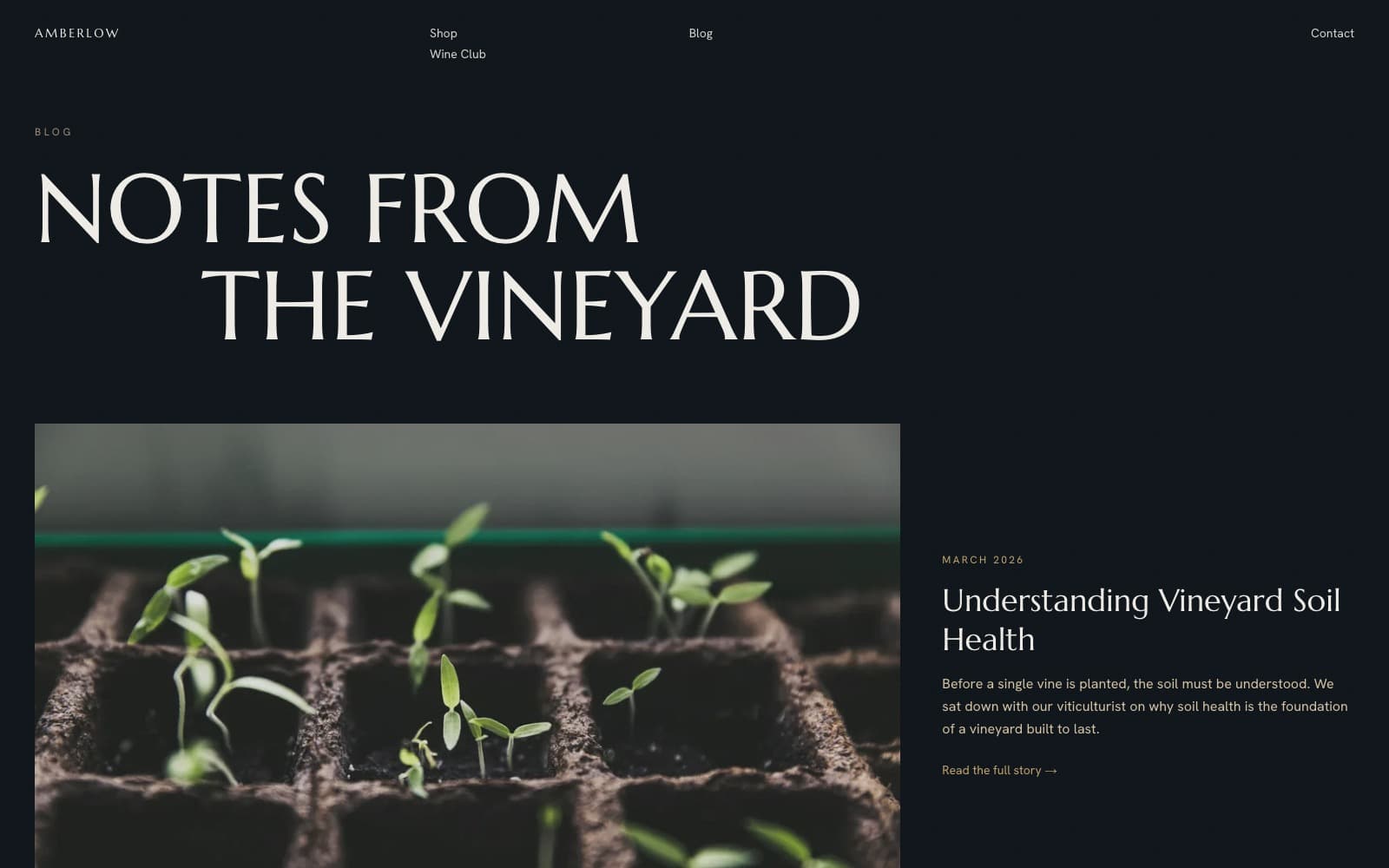 Amberlow Vineyard blog index
